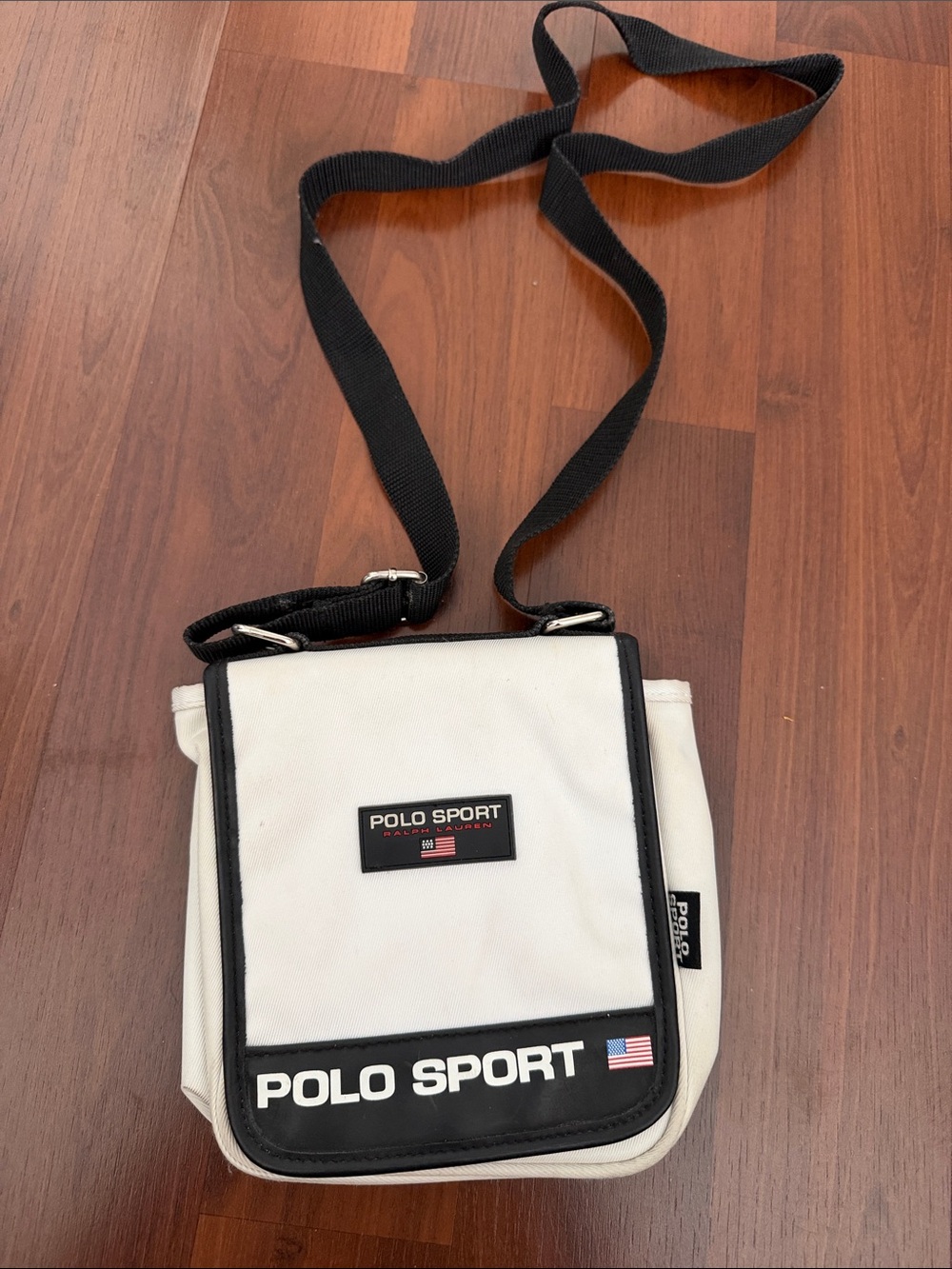 Vintage 90’s Polo by Ralph Lauren White and Black Polo Sport Crossbody Bag